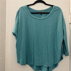 Groceries Cotton Teal 3/4 Sleeve Top